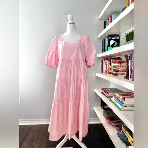 The Tiny Tassel Pink Tiered maxi dress size medium - Picture 1 of 12